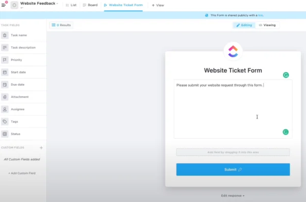 Support Ticket Form Name