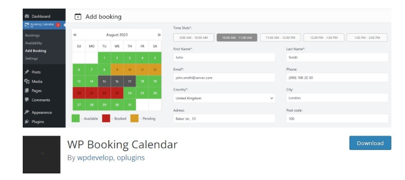 WP Booking Calendar - WordPress Appointment plugins