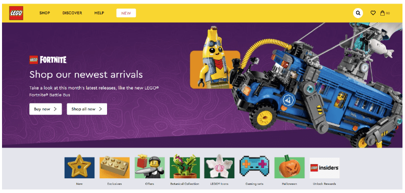 LEGO homepage - primary colors