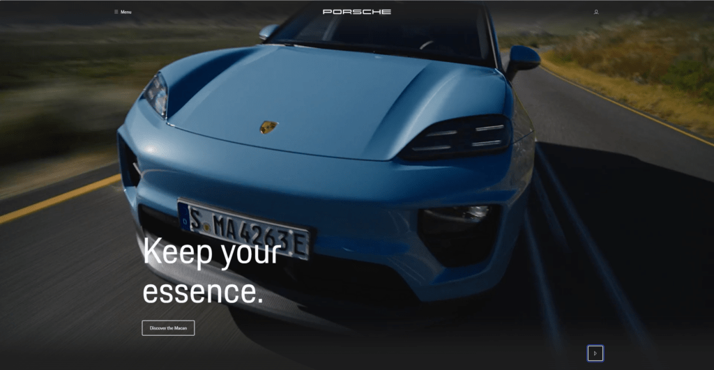 Porsche Homepage - Black Websites