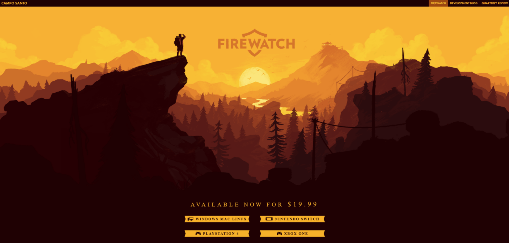Firewatchgame Homepage - Black And Orange Websites