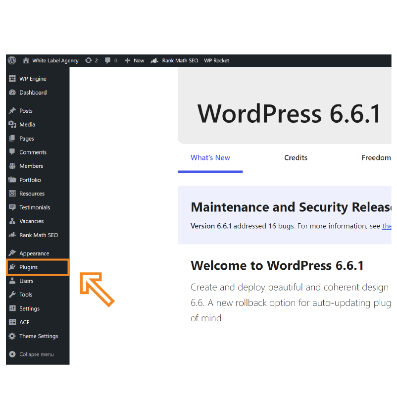 WordPress dashboard, a starting point for how to put WordPress in maintenance mode