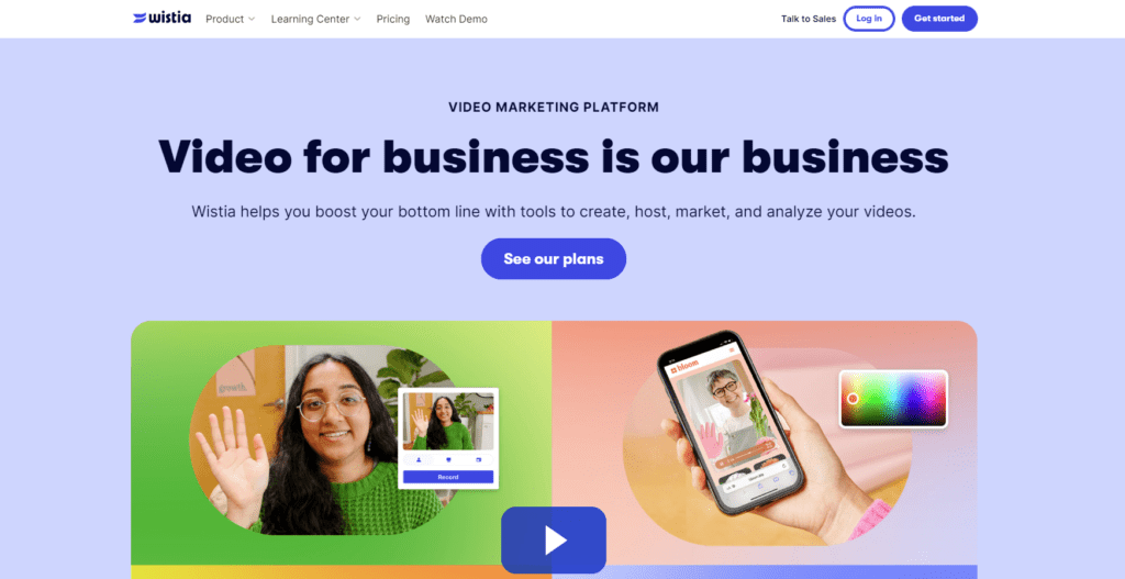 Wistia video marketing platform with tools for creating business videos - Landing Page Copywriting