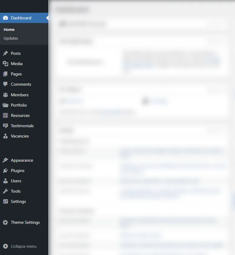 WordPress dashboard - WordPress backend