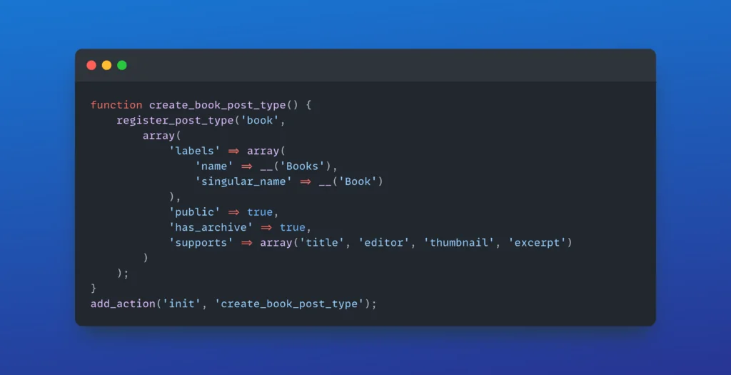 Custom post types and taxonomies - WordPress backend development