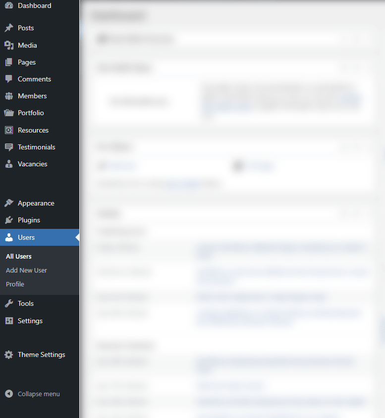 Users and roles - WordPress backend