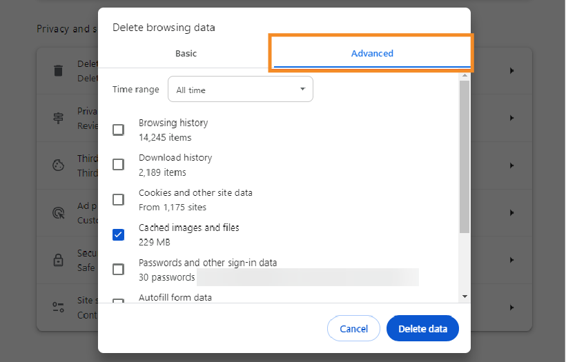 Google Chrome - how to clear wordpress cache