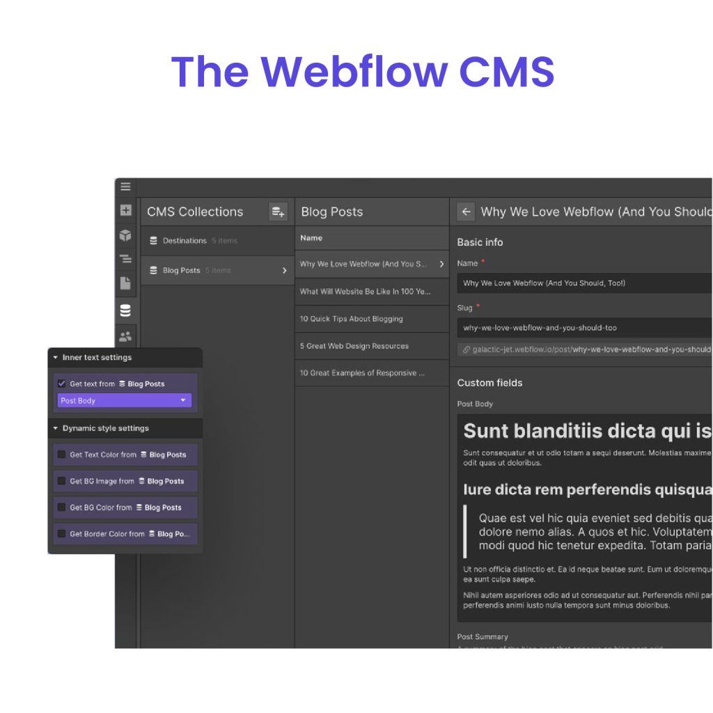 Webflow SEO content management