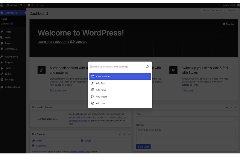 WordPress Command Palette