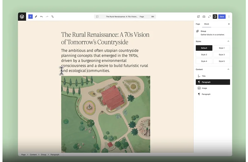WordPress new site editor